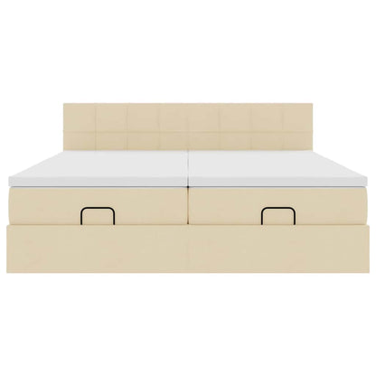 Struttura Letto Pouf con Materassi Crema 180x200 cm in Tessuto | homemem39