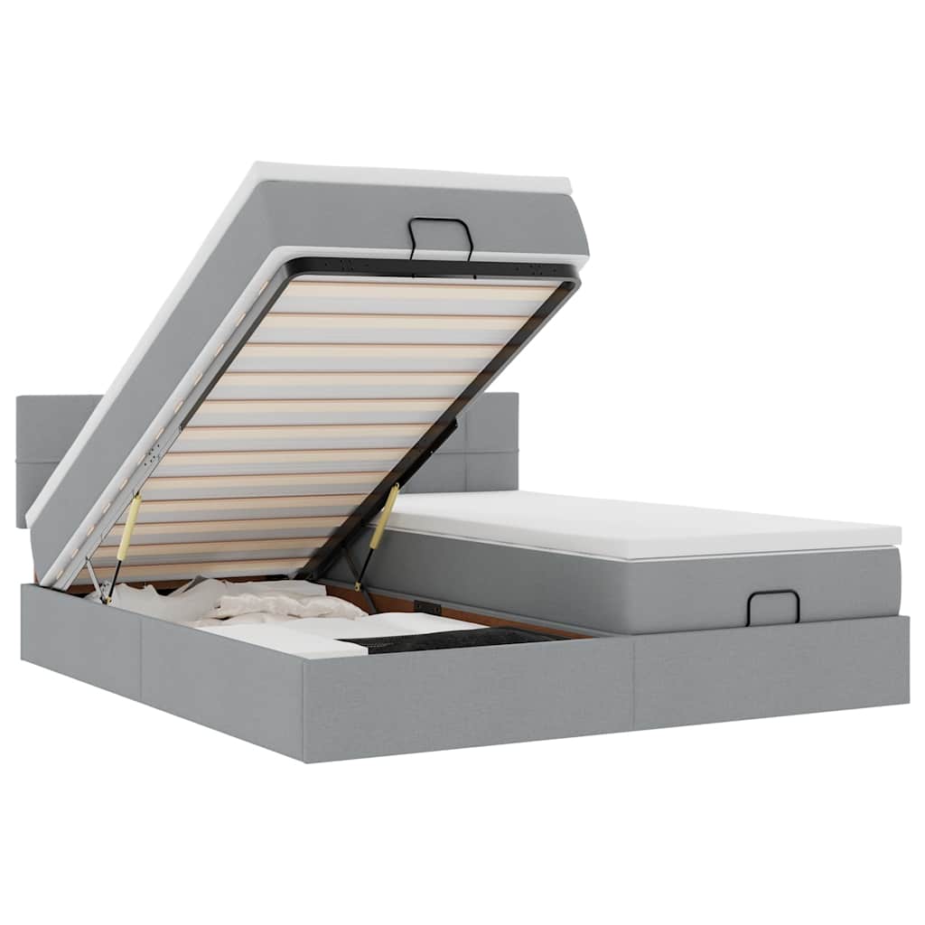 Struttura Letto Pouf con Materassi 200x200 cm in Tessuto - homemem39