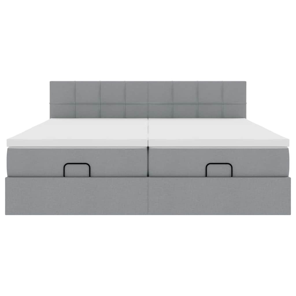 Struttura Letto Pouf con Materassi 200x200 cm in Tessuto - homemem39