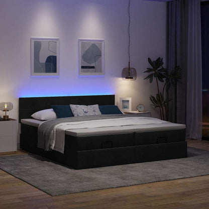 Struttura Letto Pouf con Materassi Nero 200x200 cm in Tessuto | homemem39