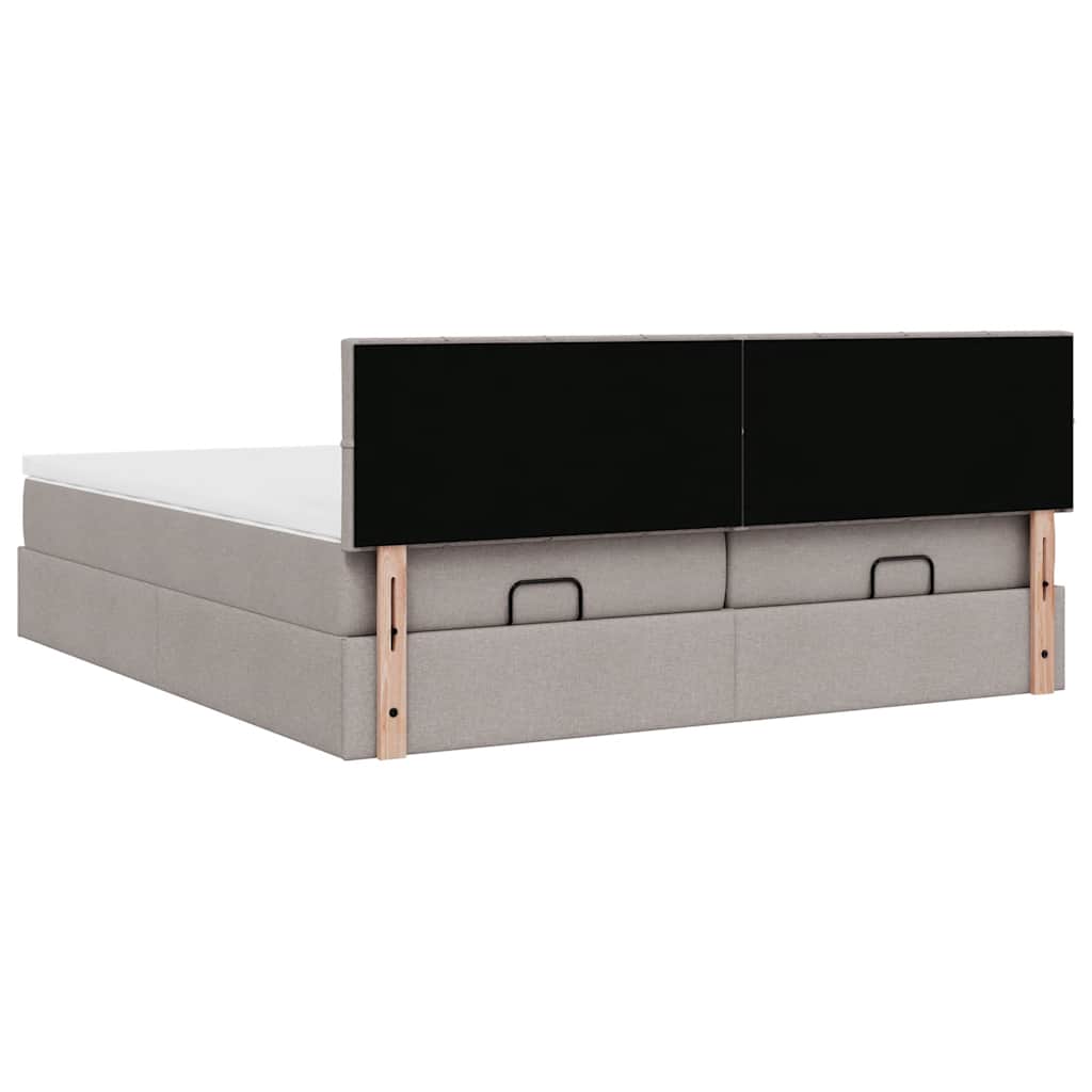 Struttura Letto Pouf con Materassi Tortora 200x200 cm Tessuto