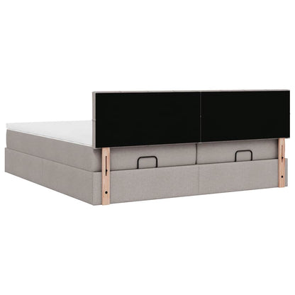 Struttura Letto Pouf con Materassi Tortora 200x200 cm Tessuto