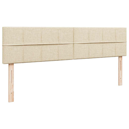 Struttura Letto Pouf con Materassi Crema 200x200 cm in Tessuto