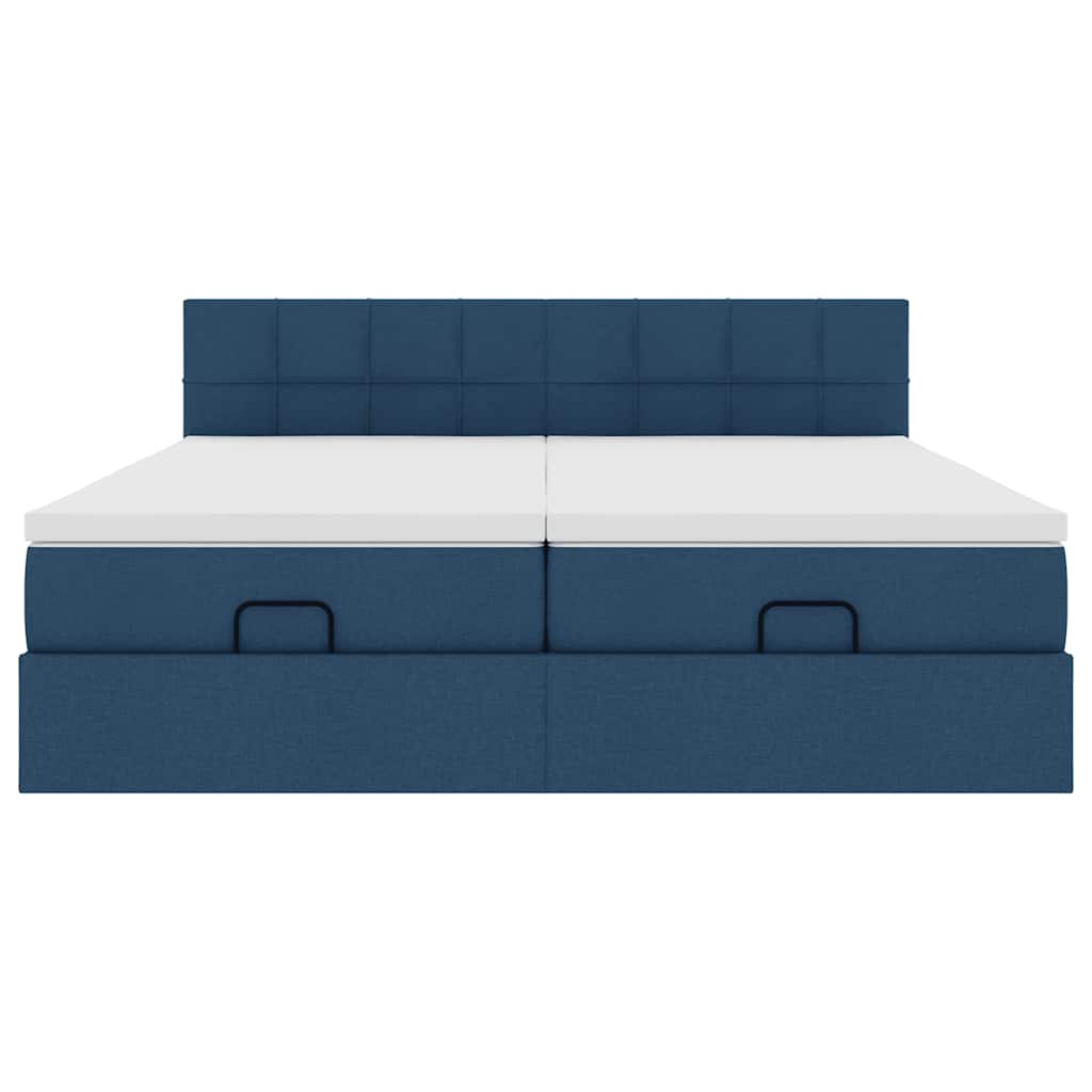 Struttura Letto Pouf con Materassi Blu 200x200 cm in Tessuto | homemem39