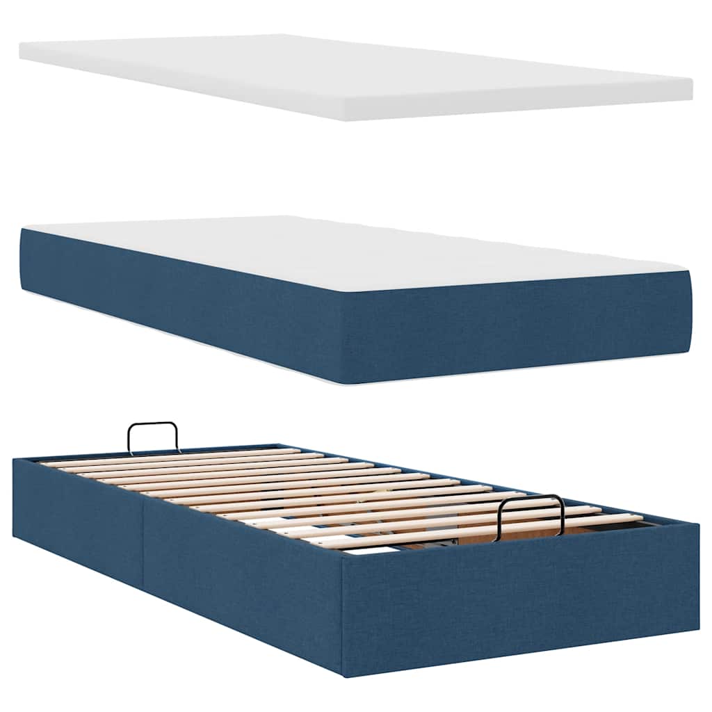 Struttura Letto Pouf con Materassi Blu 200x200 cm in Tessuto | homemem39