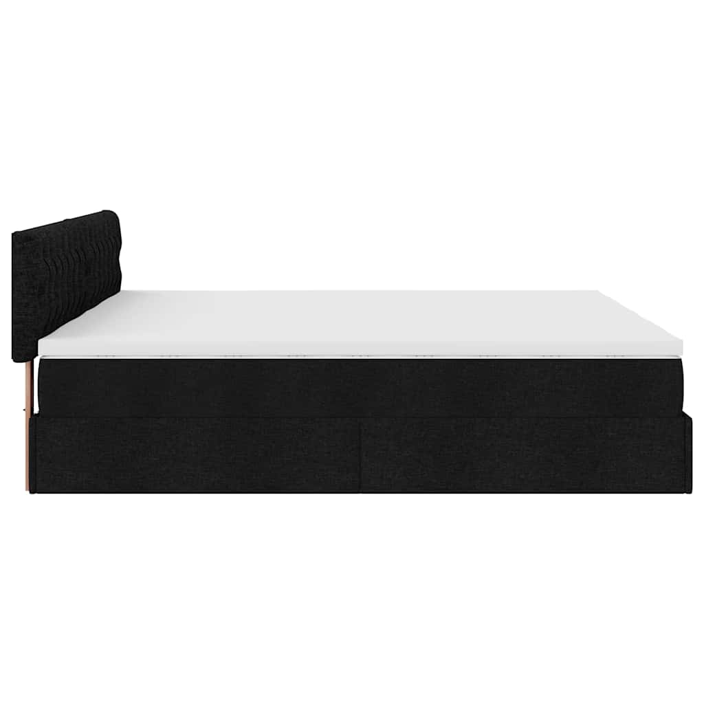Struttura Letto Pouf con Materassi Nero 160x200 cm in Tessuto