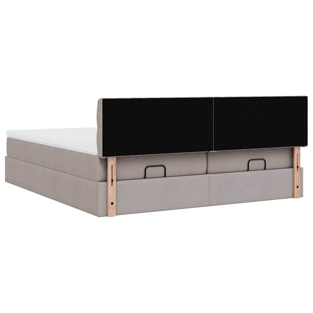 Struttura Letto Pouf con Materassi Tortora 160x200cm in Tessuto