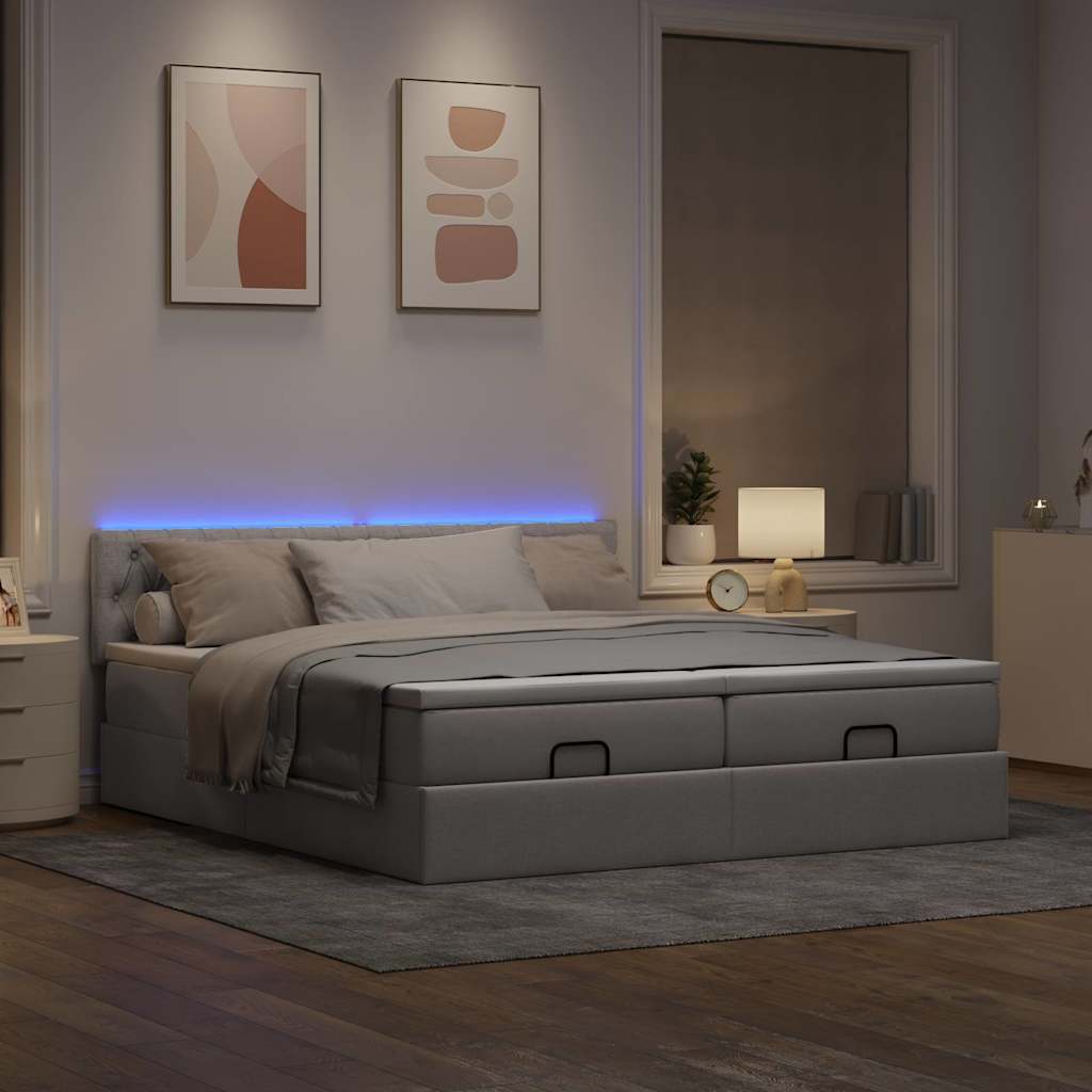 Struttura Letto Pouf con Materassi Tortora 160x200cm in Tessuto