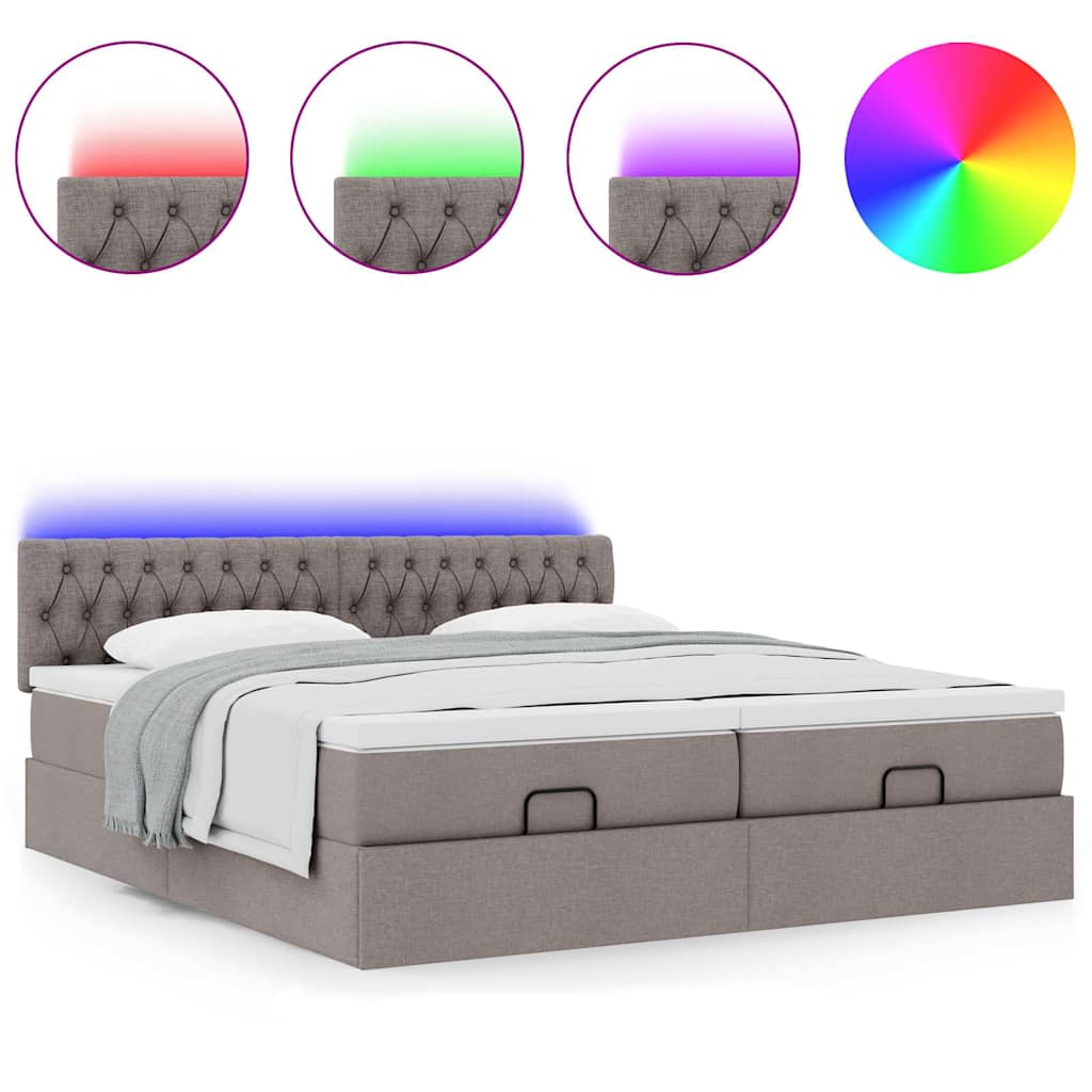Struttura Letto Pouf con Materassi Tortora 160x200cm in Tessuto | homemem39