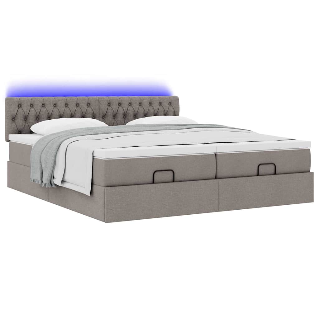 Struttura Letto Pouf con Materassi Tortora 160x200cm in Tessuto | homemem39