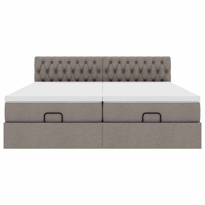 Struttura Letto Pouf con Materassi Tortora 160x200cm in Tessuto | homemem39