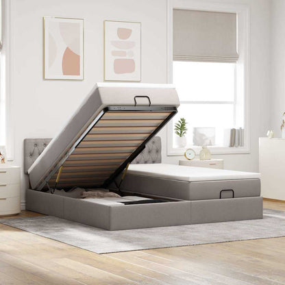 Struttura Letto Pouf con Materassi Tortora 160x200cm in Tessuto | homemem39