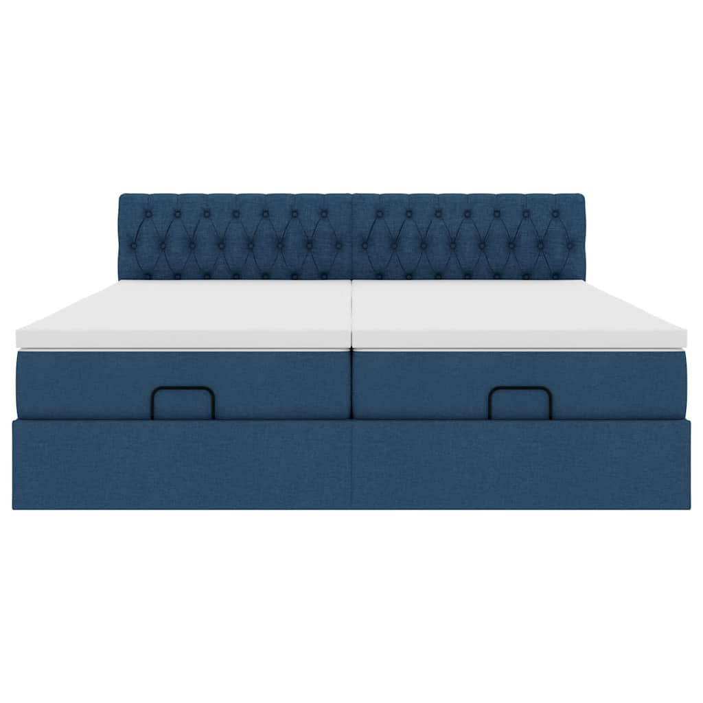 Struttura Letto Pouf con Materassi Blu 180x200cm in Tessuto