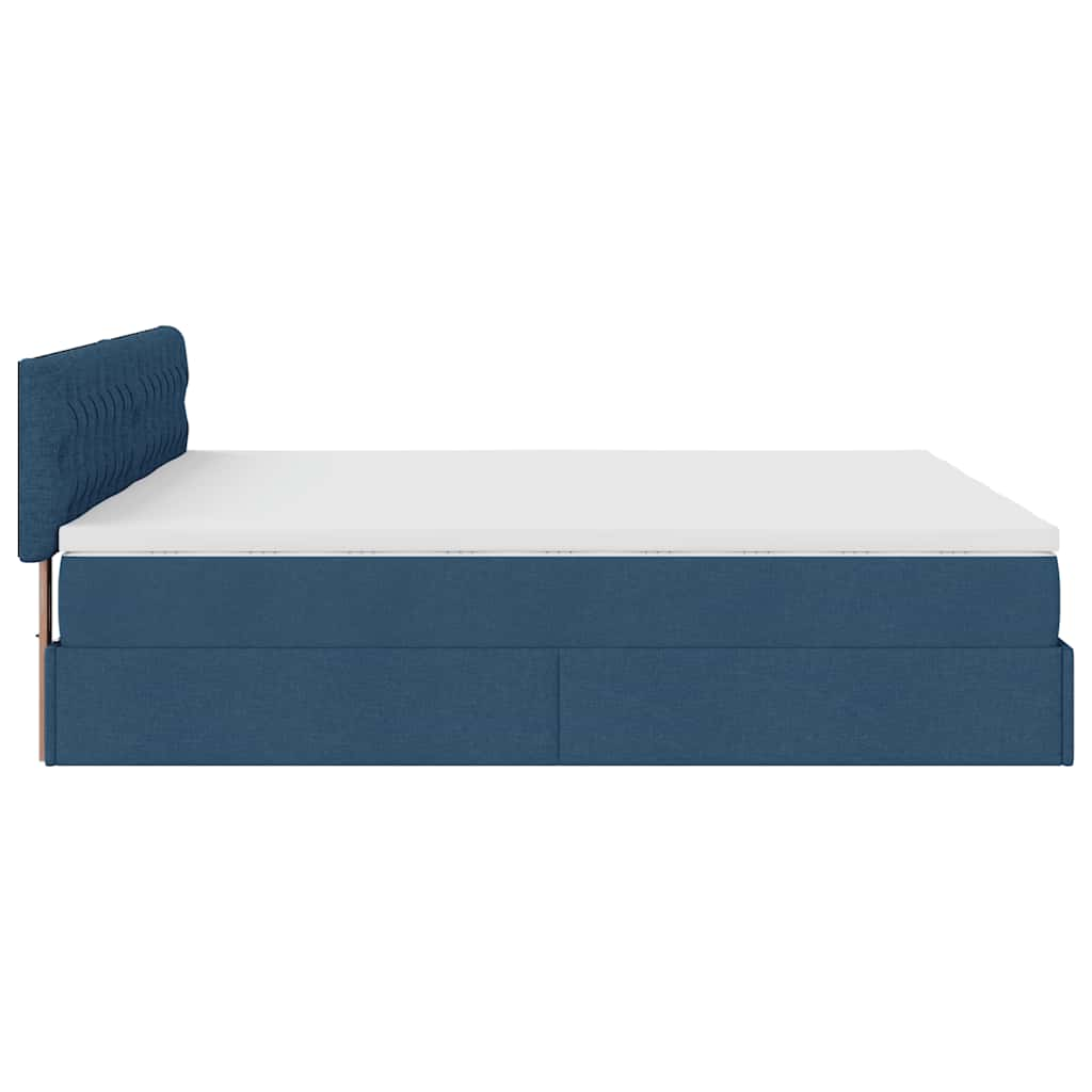 Struttura Letto Pouf con Materassi Blu 180x200cm in Tessuto