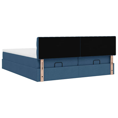 Struttura Letto Pouf con Materassi Blu 180x200cm in Tessuto