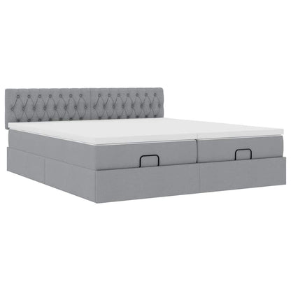 Struttura Letto Pouf con Materassi 200x200 cm in Tessuto