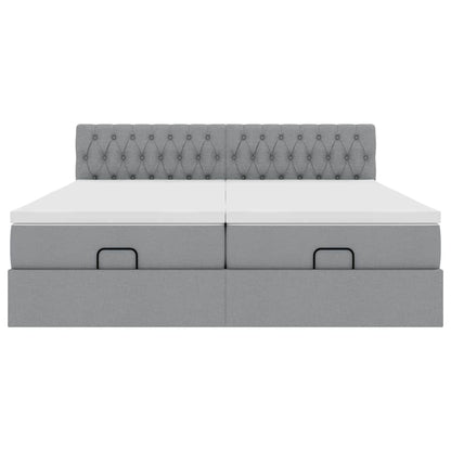 Struttura Letto Pouf con Materassi 200x200 cm in Tessuto - homemem39