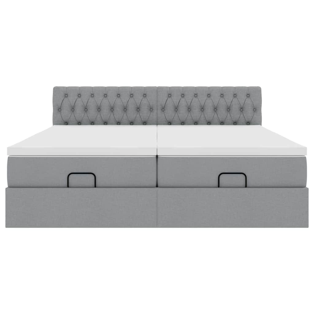 Struttura Letto Pouf con Materassi 200x200 cm in Tessuto