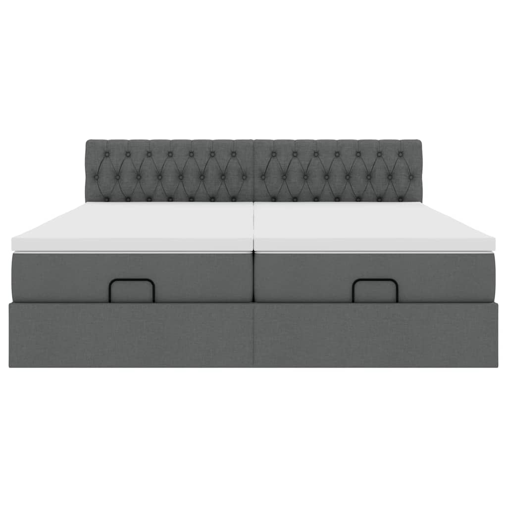 Struttura Letto Pouf con Materassi 200x200 cm in Tessuto