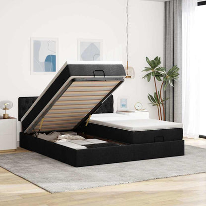 Struttura Letto Pouf con Materassi Nero 200x200 cm in Tessuto | homemem39