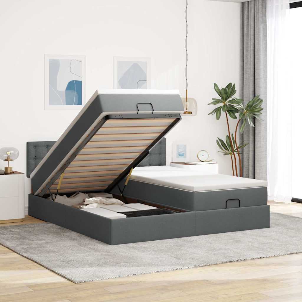 Struttura Letto Pouf con Materassi 160x200 cm in Tessuto