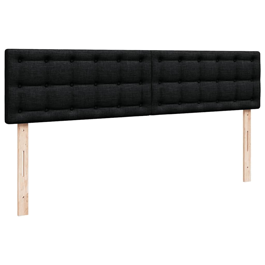 Struttura Letto Pouf con Materassi Nero 160x200 cm in Tessuto