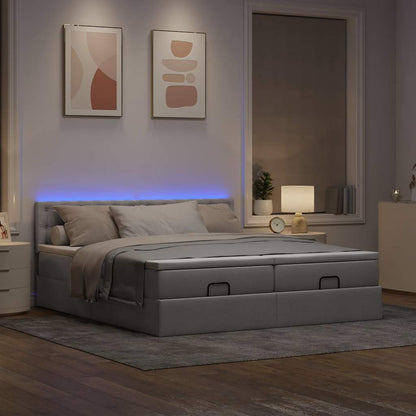 Struttura Letto Pouf con Materassi Tortora 160x200cm in Tessuto