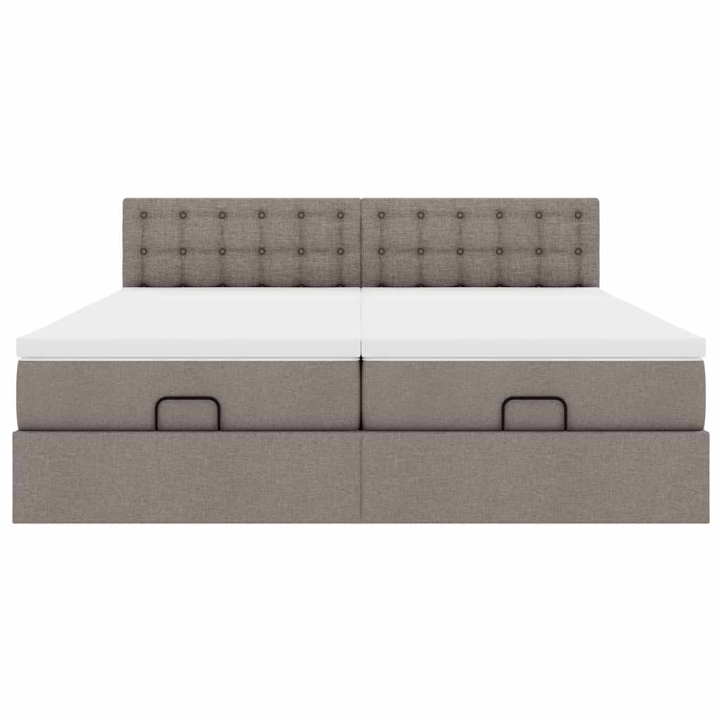 Struttura Letto Pouf con Materassi Tortora 160x200cm in Tessuto
