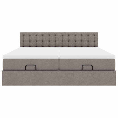 Struttura Letto Pouf con Materassi Tortora 160x200cm in Tessuto