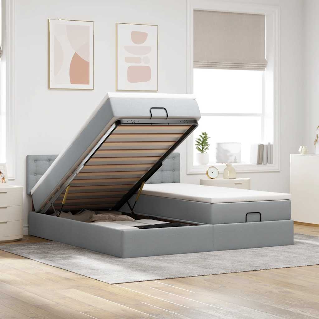Struttura Letto Pouf con Materassi 180x200 cm in Tessuto