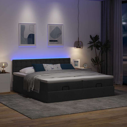 Struttura Letto Pouf con Materassi Nero 180x200 cm in Tessuto | homemem39