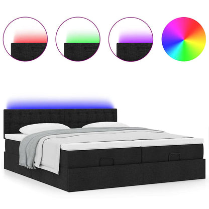 Struttura Letto Pouf con Materassi Nero 180x200 cm in Tessuto | homemem39