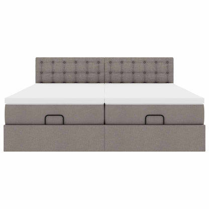 Struttura Letto Pouf con Materassi Tortora 180x200cm in Tessuto