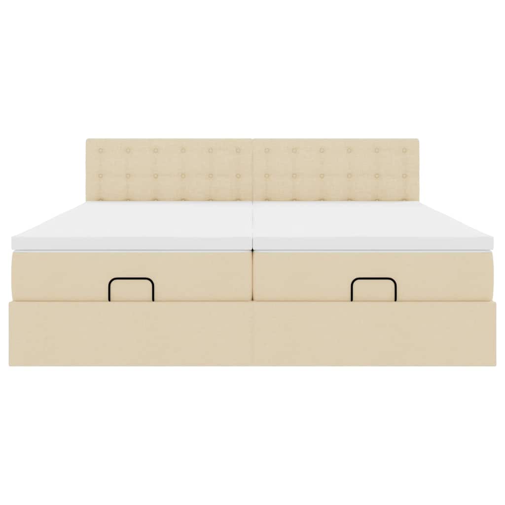 Struttura Letto Pouf con Materassi Crema 180x200 cm in Tessuto