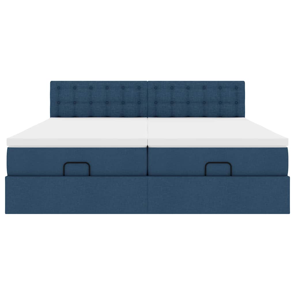 Struttura Letto Pouf con Materassi Blu 180x200cm in Tessuto