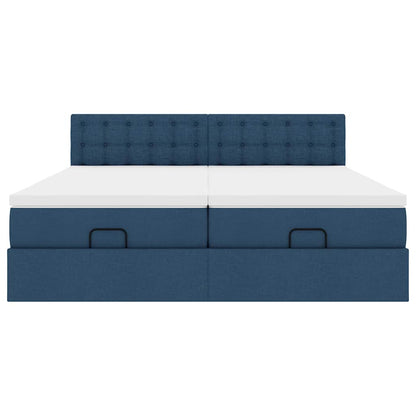 Struttura Letto Pouf con Materassi Blu 180x200cm in Tessuto