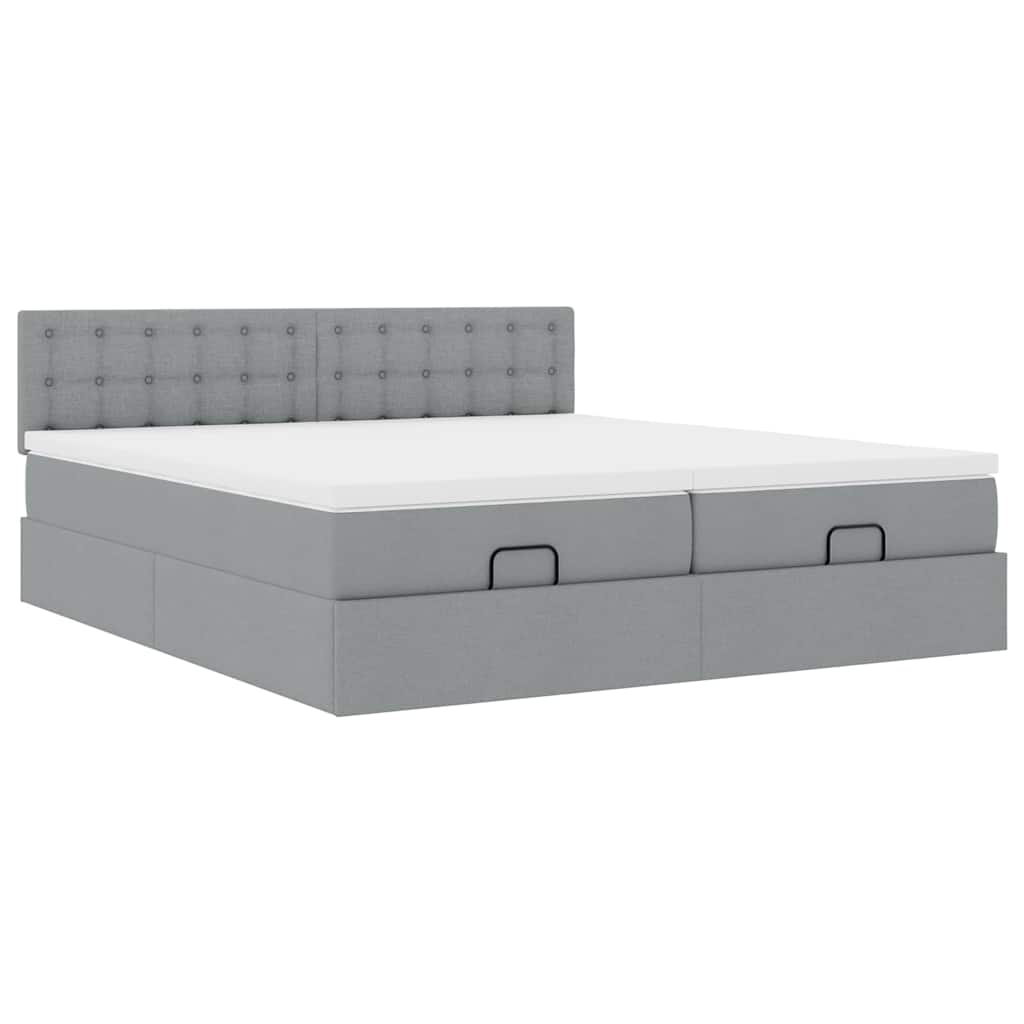 Struttura Letto Pouf con Materassi 200x200 cm in Tessuto