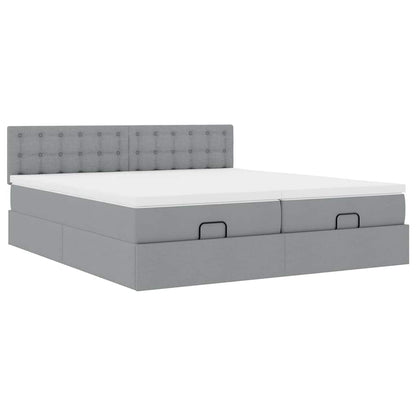Struttura Letto Pouf con Materassi 200x200 cm in Tessuto