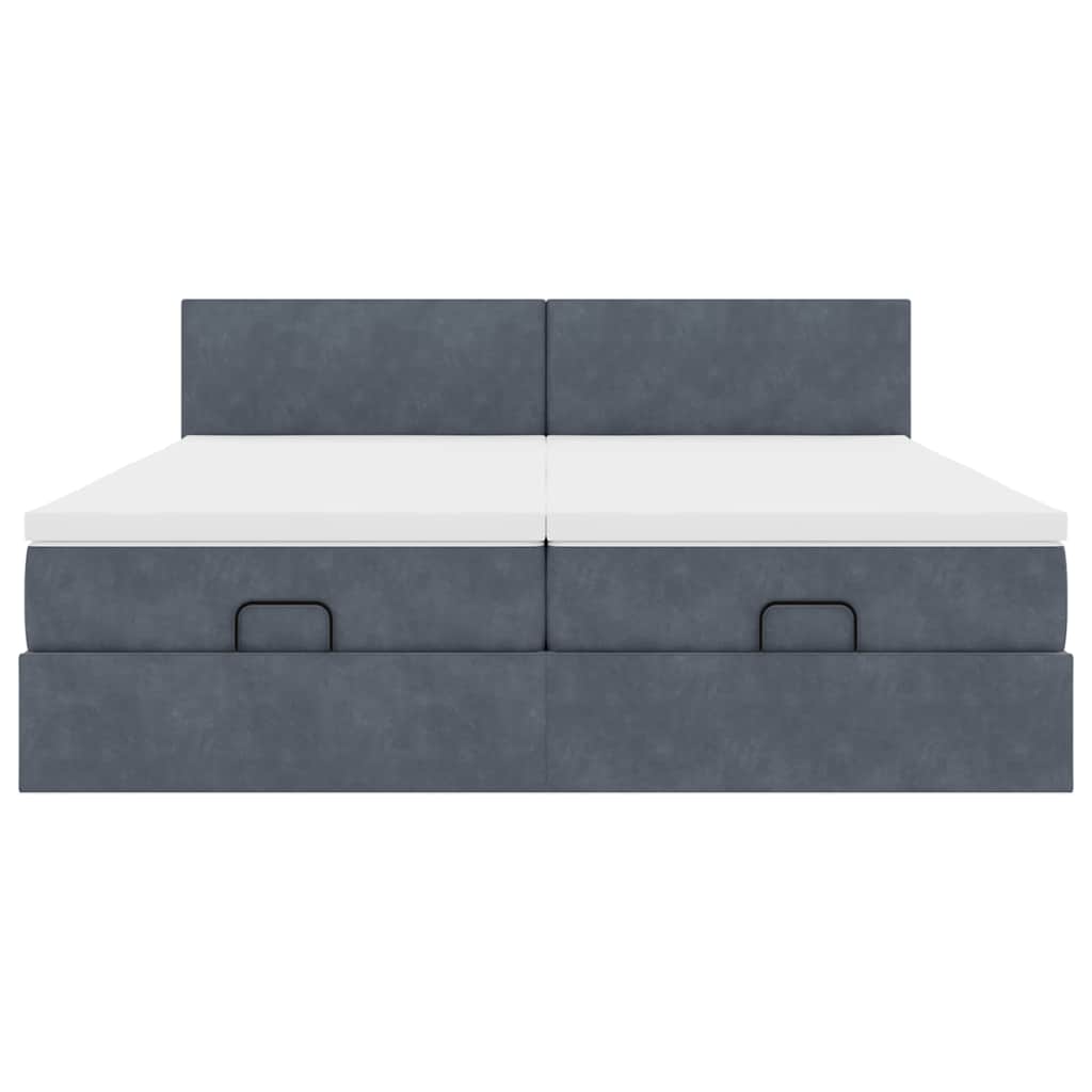 Struttura Letto Pouf con Materassi 160x200 cm in Velluto