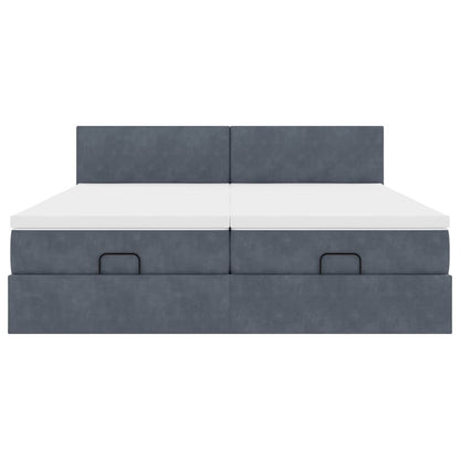 Struttura Letto Pouf con Materassi 160x200 cm in Velluto