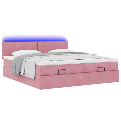 Struttura Letto Pouf con Materassi Rosa 180x200 cm Velluto | homemem39