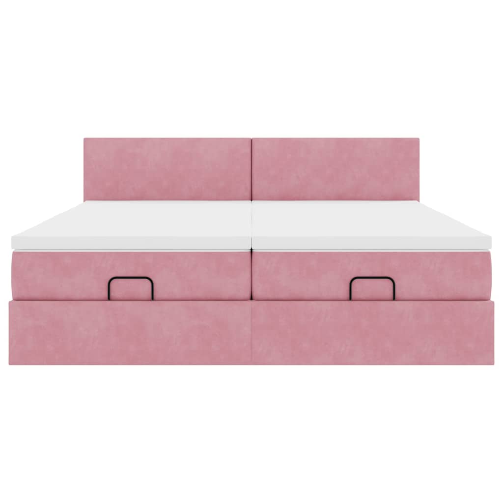 Struttura Letto Pouf con Materassi Rosa 180x200 cm Velluto | homemem39