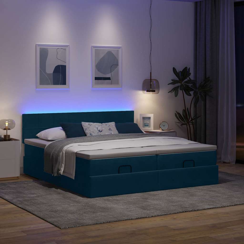 Struttura Letto Pouf con Materassi 180x200 cm Velluto