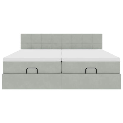 Struttura Letto Pouf con Materassi 200x200 cm Velluto