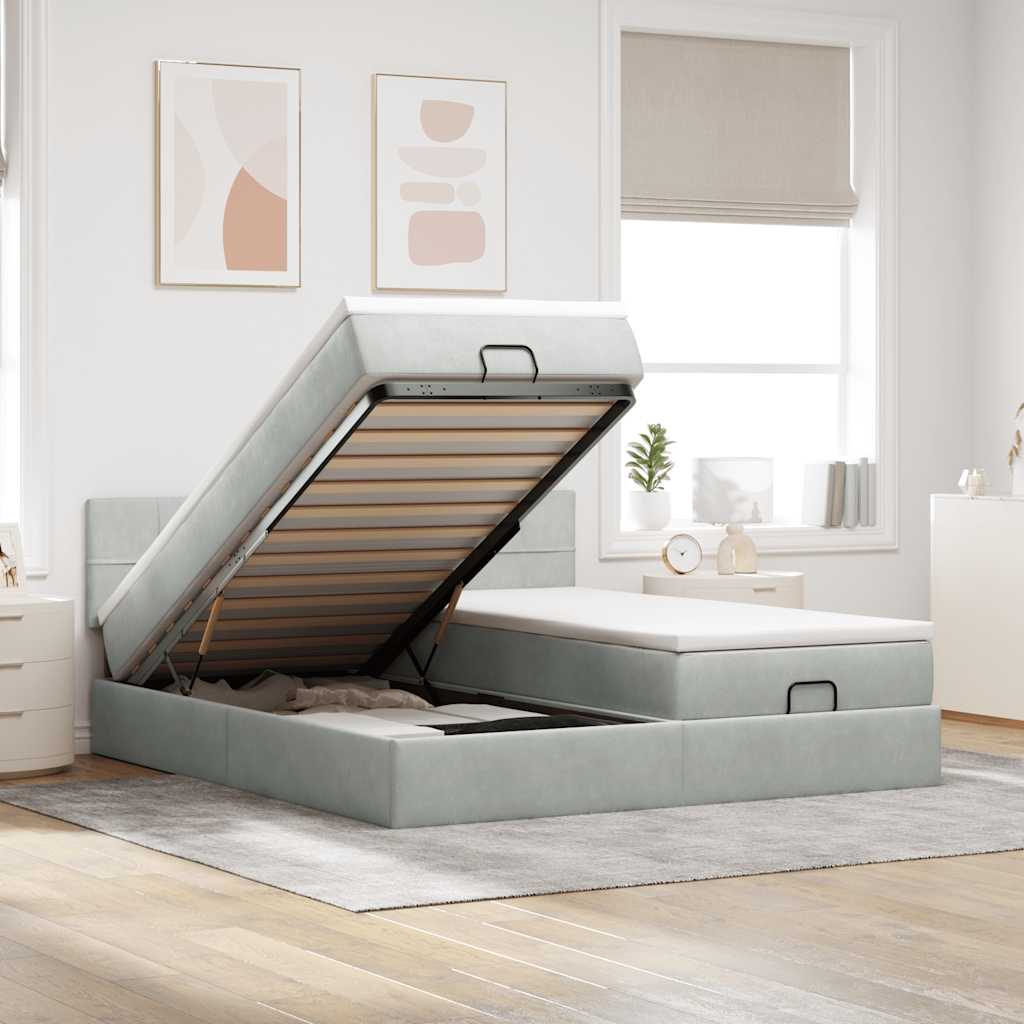 Struttura Letto Pouf con Materassi 200x200 cm Velluto