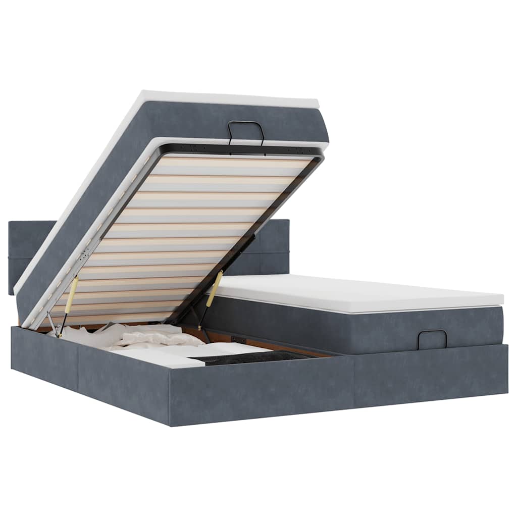 Struttura Letto Pouf con Materassi 200x200 cm Velluto - homemem39