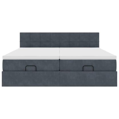 Struttura Letto Pouf con Materassi 200x200 cm Velluto