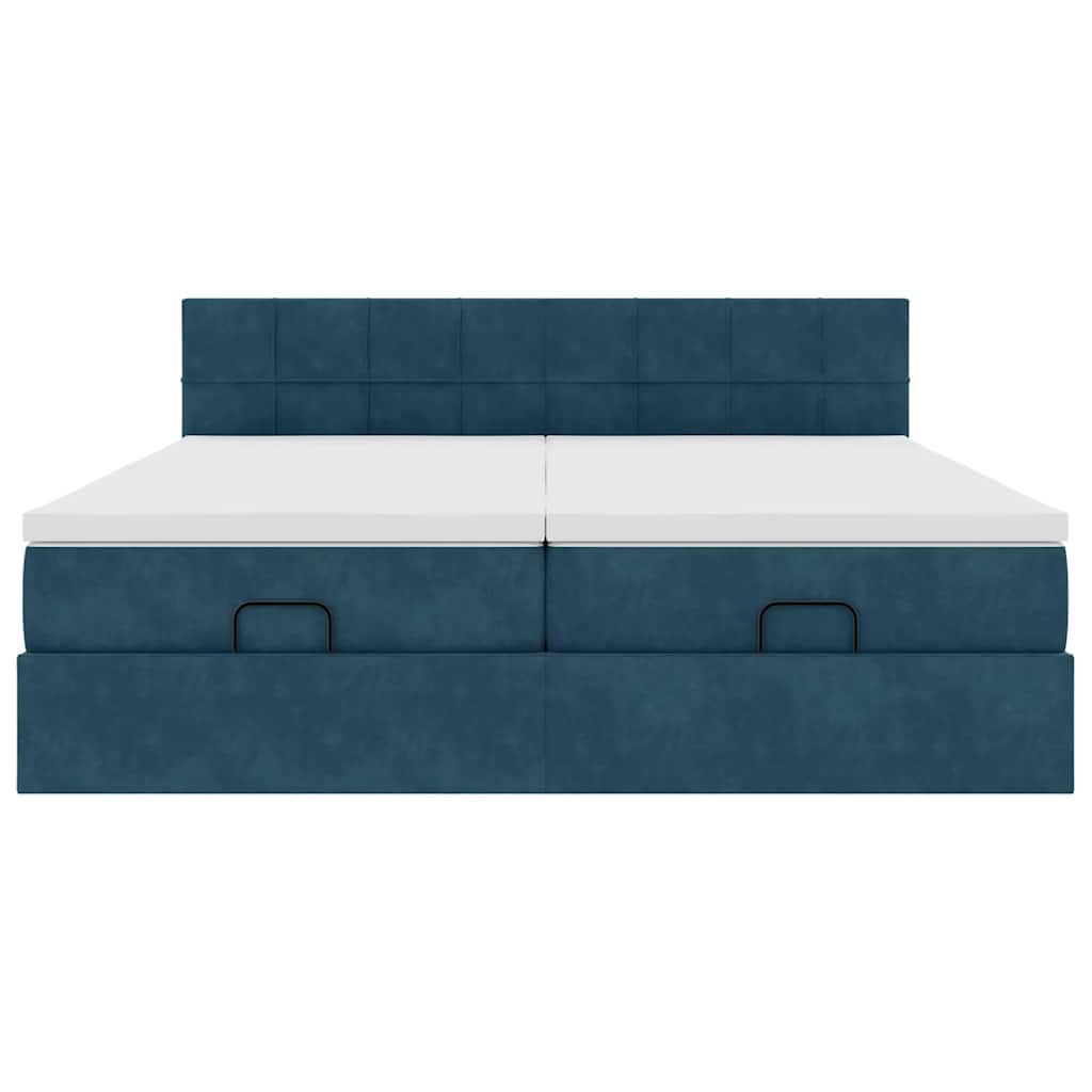 Pouf Letto con Materassi e LED Blu Scuro 200x200cm Velluto | homemem39