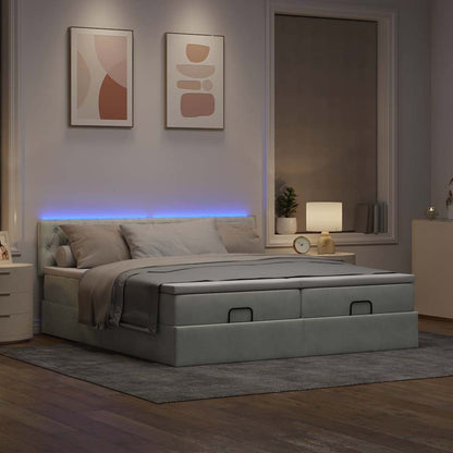 Struttura Letto Pouf con Materassi 160x200 cm in Velluto