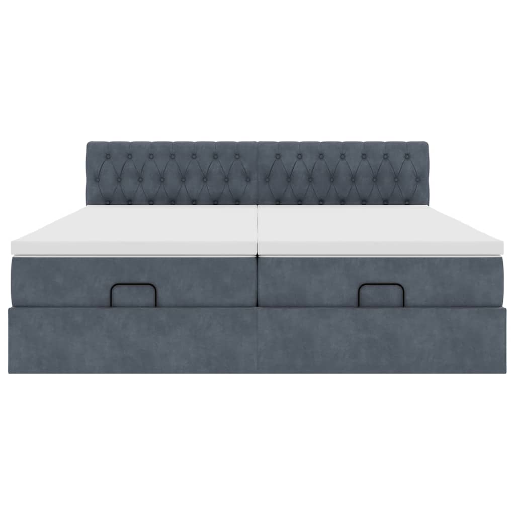 Struttura Letto Pouf con Materassi 160x200 cm in Velluto